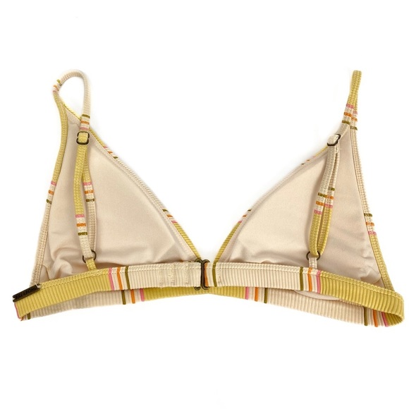 Billabong Tanlines Maui Rider Ribbed Striped Triangle Bikini Set, Pineapple - M - Picture 5 of 9